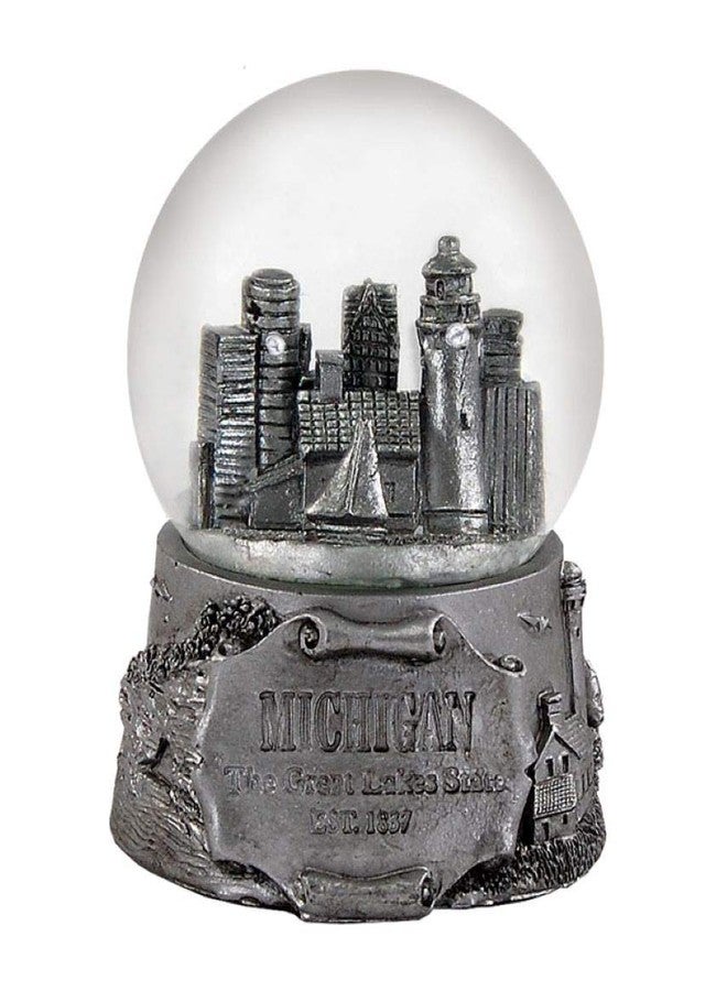Americaware Michigan in Silver 65mm Snow Globe - Image 1